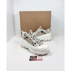 Size 44EU/11US - Burberry Arthur Archive Check White Trainers🤍 RETAIL $1K!